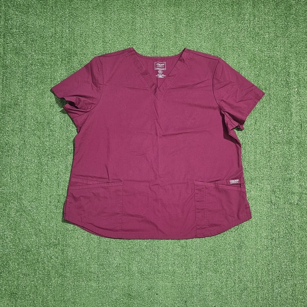 Cherokee Burgundy Scrub Top